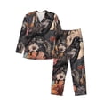 thumbnail image 1 of Cauagu Moonlit Crow Blossoms Print Men's Long-Sleeve Pajama Set,Soft Button-Front 2Pjs for Men Long Sleeve Men’s Sleepwear-XX-Large, 1 of 7