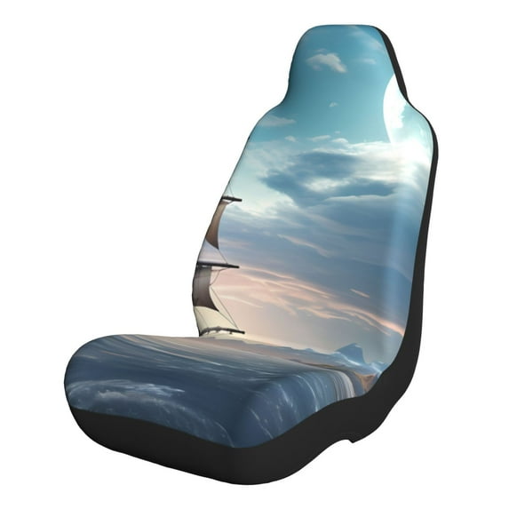 Cauagu Moonlit Sea Sailboat Print Car Seat Covers,Universal Automotive Seat Covers Car Seat Protectors Easy to Install Car Cover Car Accessories Auto rucks Van & SUV-1