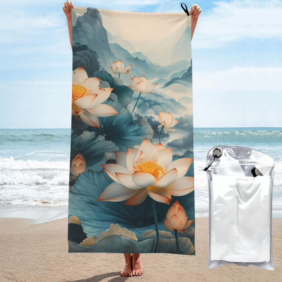 Cauagu Mountain Lotus Serenity Print Extra Large Bath Towels 1 Pack, Quick Drying Towels Highly Absorbent Bath Towel for for Body Sport Yoga SPA & Fitness-31.5"x63"