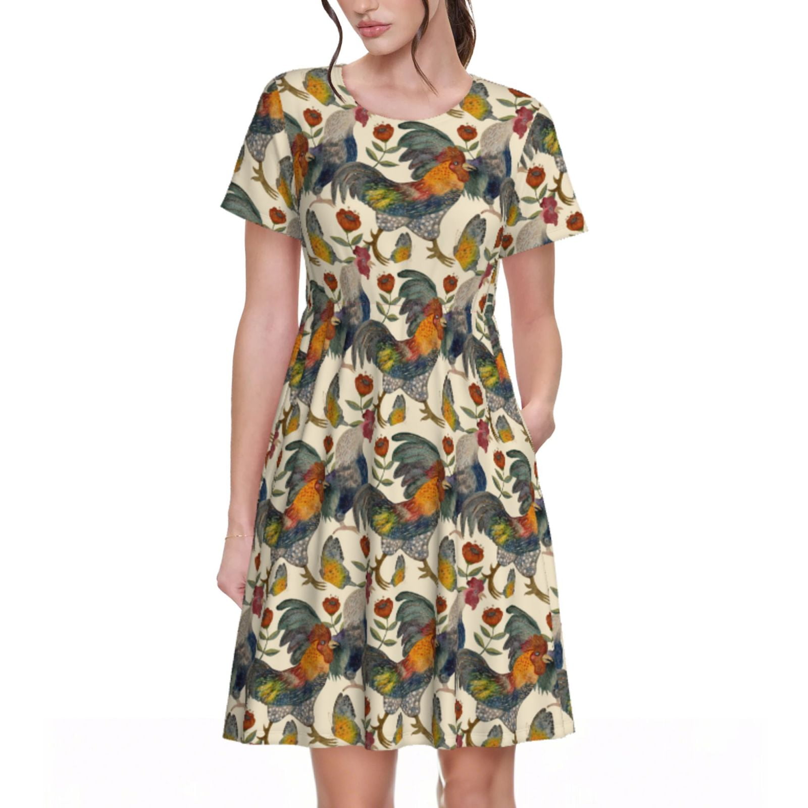 Oscar De La Renta Multicolor Printed Bohemian V-Neck Womens Sundress