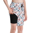 thumbnail image 1 of Cauagu Nautical And Pirate Owls Print Swim Trunks for Men,Youth Boys Swim Shorts Compression Liner Beach Shorts Boys' Swimming Shorts 7-20 Years Bathing Suit-Small, 1 of 7