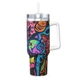 thumbnail image 1 of Cauagu Neon Graffiti Urban Art Print Stainless Steel Vacuum Insulated Tumbler,40oz Water Bottle with Handle & Flip Straw Reusable Travel Coffee Mug for Women & Men, 1 of 8