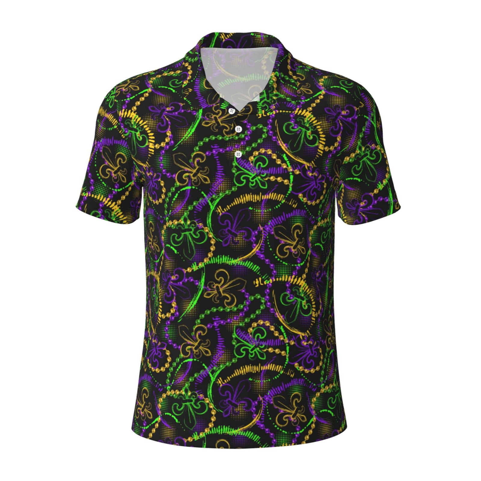 Mardi Gras Stripe Short Sleeve Polo