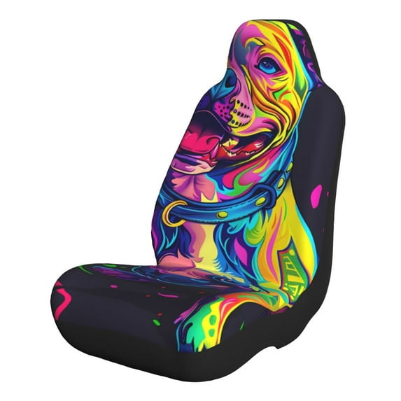 Cauagu Neon Pop Art Pitbull Print Car Seat Covers,Universal Automotive Seat Covers Car Seat Protectors Easy to Install Car Cover Car Accessories Auto rucks Van & SUV-2 PCS