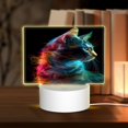 thumbnail image 1 of Cauagu Neon Spectrum Cat Portrait for Rectangle Acrylic Night Light - Acrylic Modern Bedside Light with LED Light Lamp Base - Decorative Night Lamp for Restaurant Bar Cafe Shop, 1 of 9