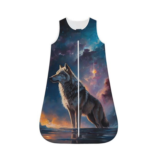 Cauagu Night Sky Wolf for Infant Wearable Blanket,Unisex, Girl, Boy