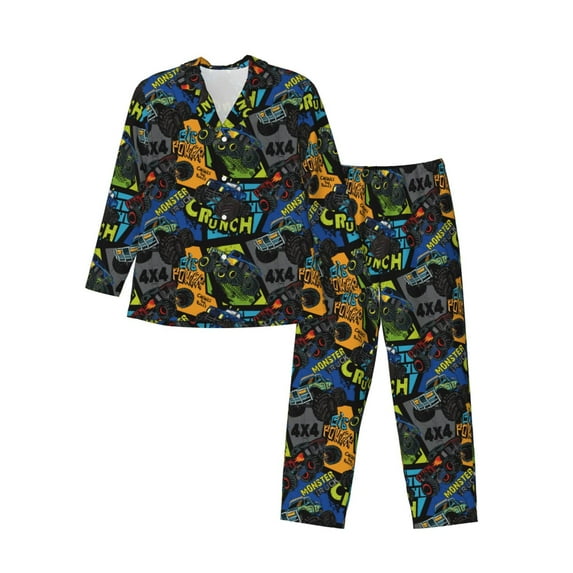 Cauagu Off-Road Vehicle Print Men's Long-Sleeve Pajama Set,Soft Button-Front 2Pjs for Men Long Sleeve Men’s Sleepwear-Medium