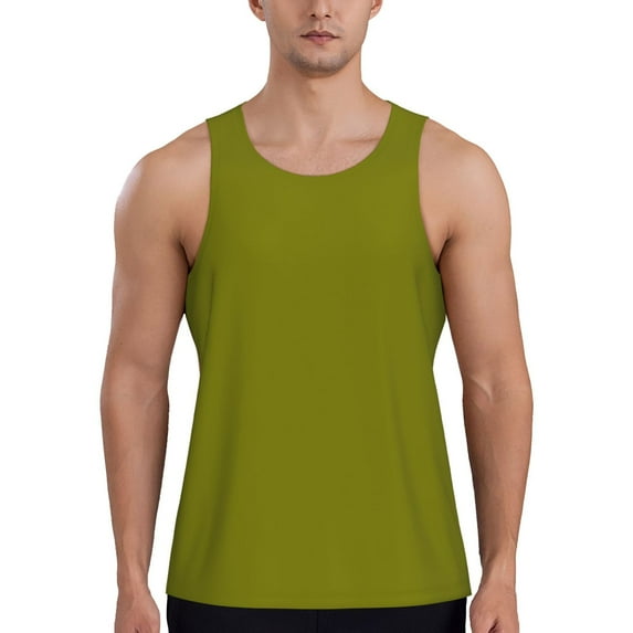 Cauagu Olive Print Men's Sleeveless Muscle Shirts,Tank Tops Quick Dry Workout Tank Top Gym Muscle Tee Fitness Bodybuilding T Shirt for Men-X-Large