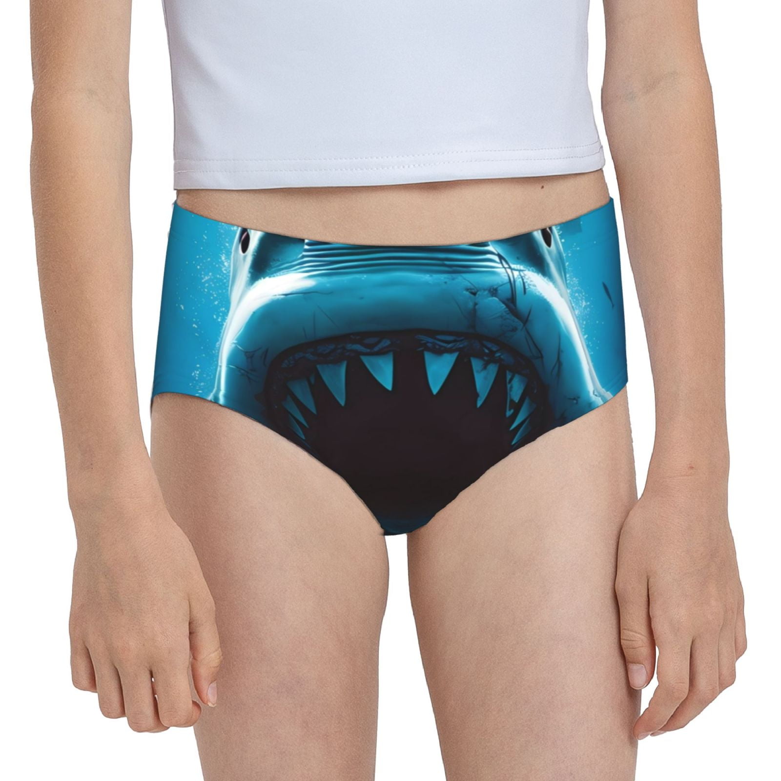 Cauagu Open-Mouthed Shark Print Brief Underwear,Stretch Cotton Panties ...