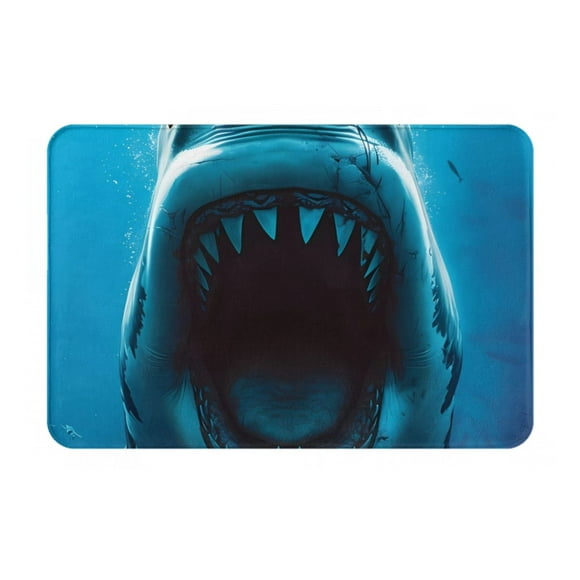 Cauagu Open-Mouthed Shark Print Front Door Mat for Indoor Entrance 16x24 Inche,Absorbent Doormat Washable Carpet for Bathroom/Garage/Kitchen/Entry/Back