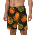 thumbnail image 1 of Cauagu Orange Pumpkin Print Mens Swim Trunks Quick Dry Board Shorts Swim Shorts with Compression Liner Bathing Suits-Large, 1 of 6