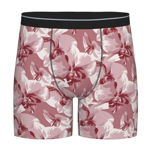 Cauagu Orchids Flowers Print Men's Boxer Briefs, Funny & Cute Underwear Elastic Waistband Briefs Ideal Gift for Men,1-Pack