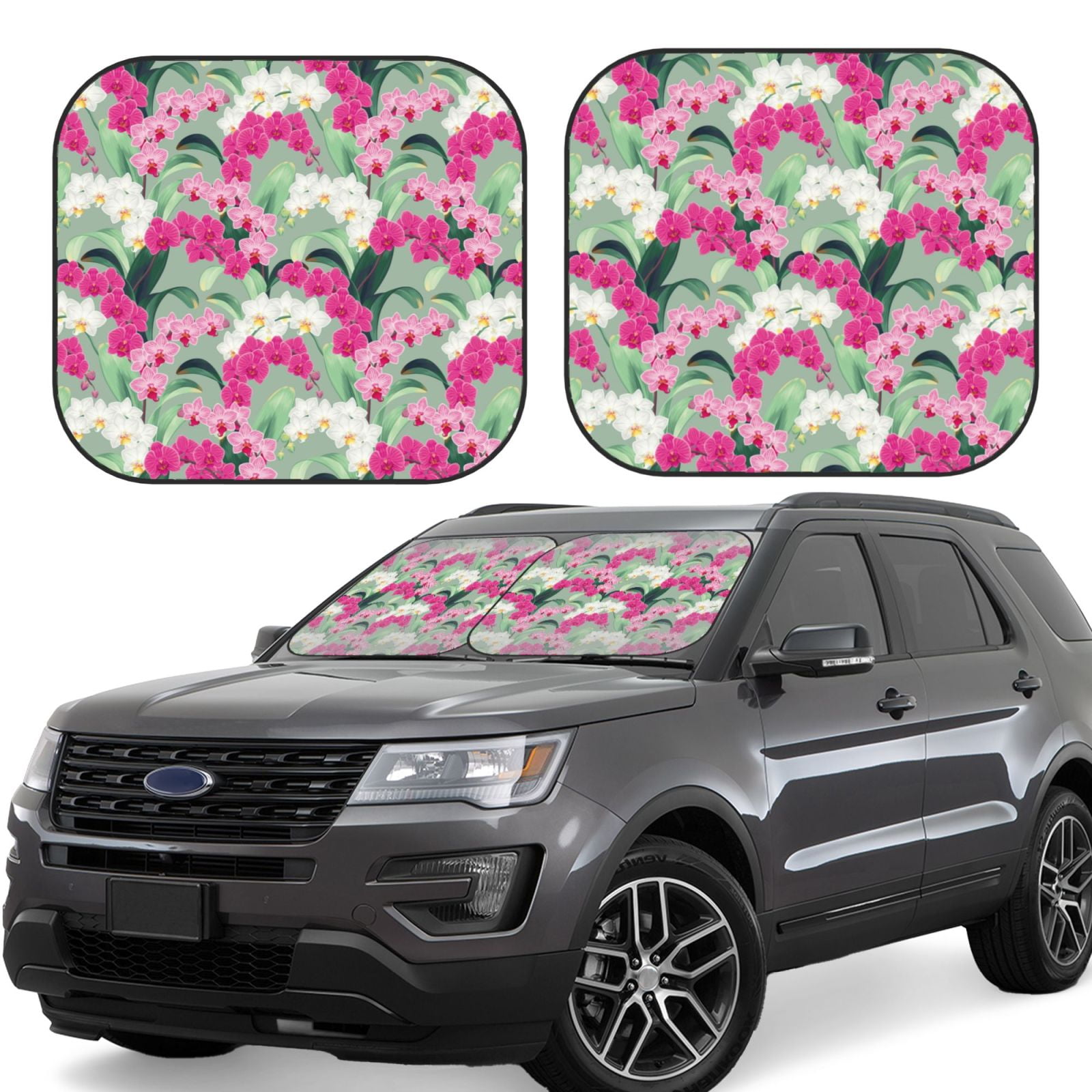 Cauagu Orchids Flowers Cauagu {designName} Print Foldable Car Windshield Sun Shade | Front ...