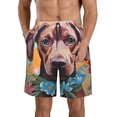 thumbnail image 1 of Cauagu Painted Flower Puppy Print Men's Swim Trunks,Hawaiian Bathing Suit Swimsuits Beach Shorts with Pockets for Men Quick Dry Swimming Board Shorts-XX-Large, 1 of 6