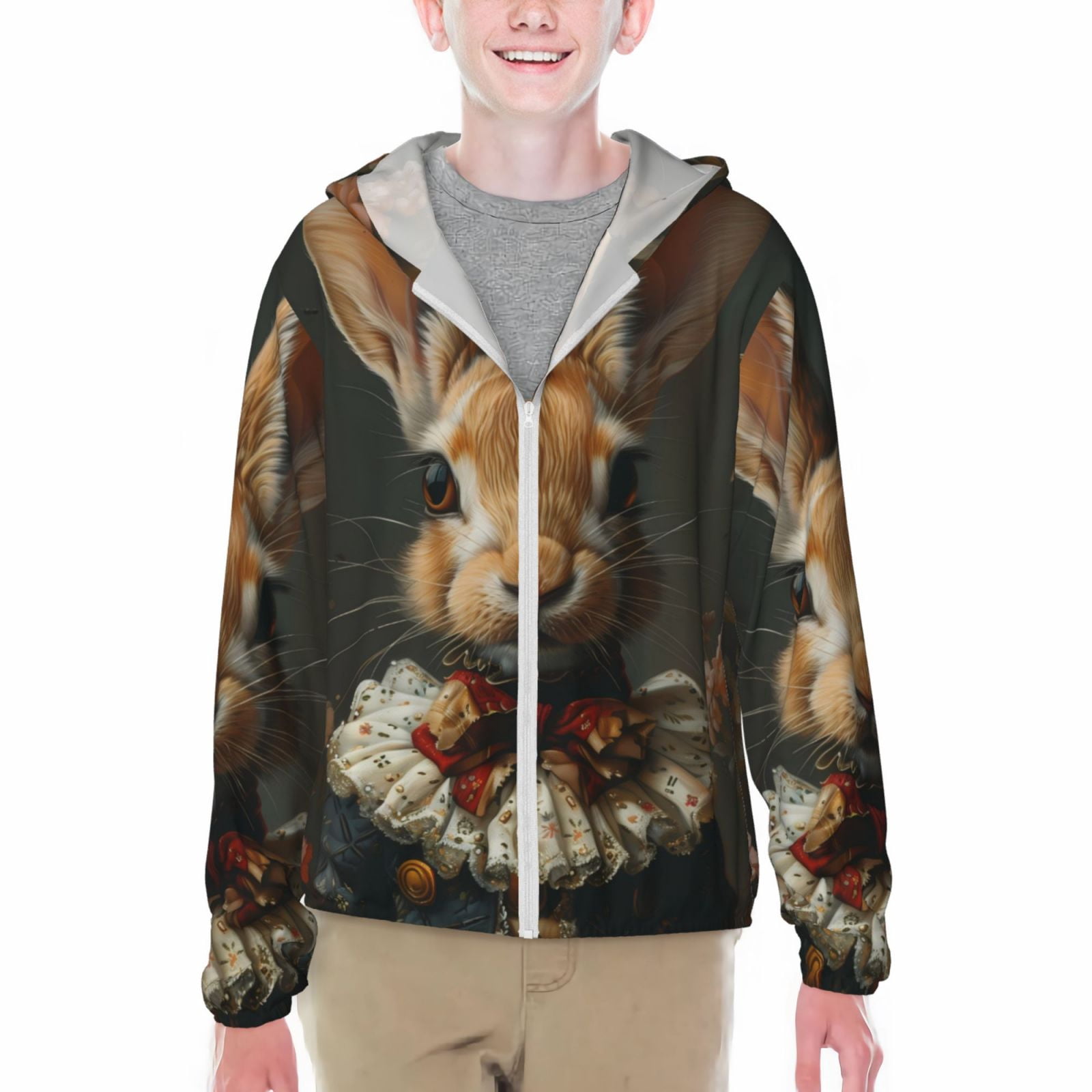 Cauagu Palatial Style Flower Rabbit Print Sun Protection Jacket for ...