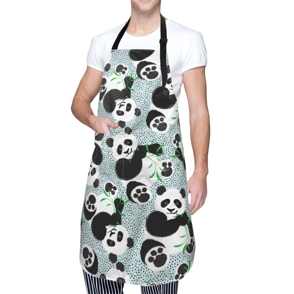 Cauagu Panda And Eucalyptus Aprons with Pockets,Waterproof Apron for Women,Kitchen Cooking Apron Adjustable Bib Aprons Chef Apron for Cooking,Drawing,Crafting