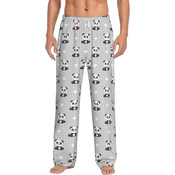 Cauagu Panda Bear Mens Pajama Pants Sleep & Lounge Pants,PJ Bottoms with Pockets-Medium