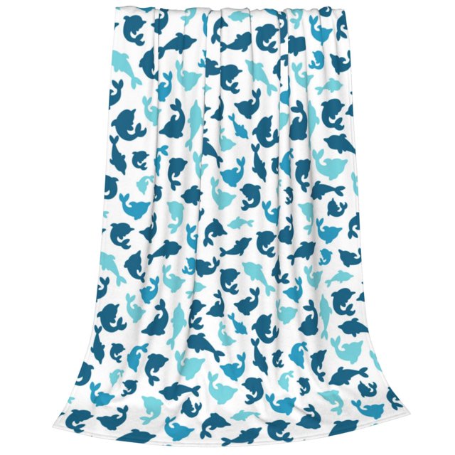 Cauagu Party Shark Cute Pattern Flannel Bed Blankets,Fleece Blanket