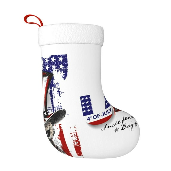 Cauagu Patriotic Skull Art for Christmas Stockings,1-Pack Large Xmas Stocking Holiday and Farmhouse Stocking Fit for Christmas Holiday Party Decoration(17.7*11 Inch)
