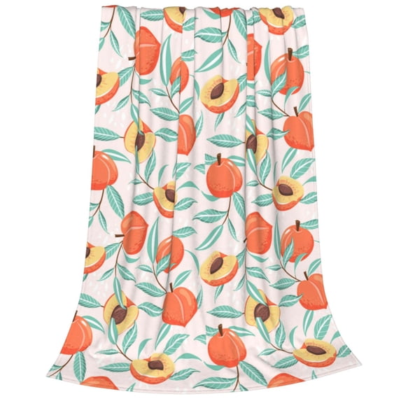 Cauagu Peach Pattern Flannel Bed Blankets,Fleece Blanket Comfortable Air Conditioning Blanket for Sofa Bed Travel Couch & Living Room -40"x30"