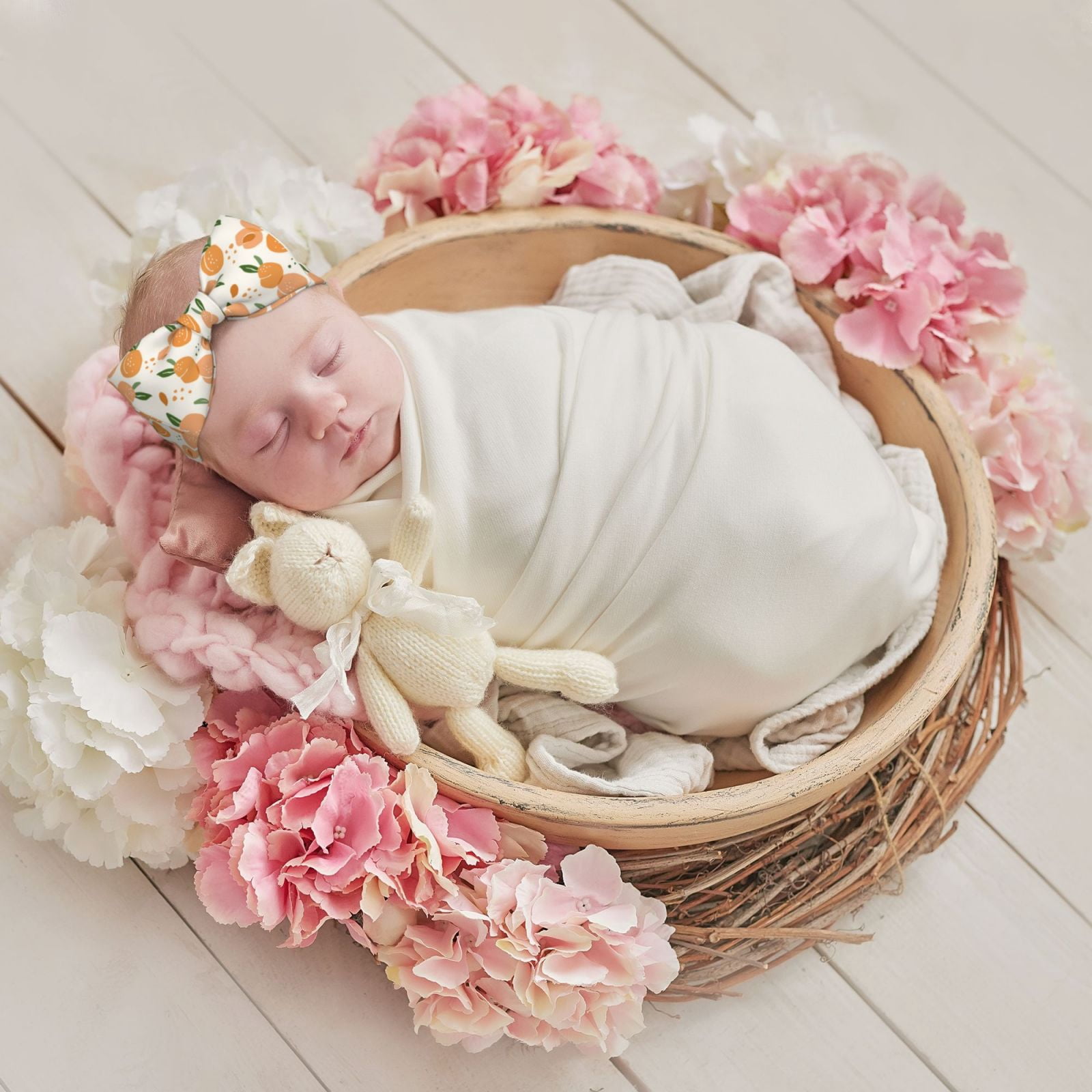 Babyhug Hair Band with Bow & Pearl Applique - Beige