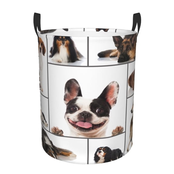Cauagu Pedigree dogs collage for Laundry Basket,Collapsible Organizer Basket for Storage Bin Toy Bins Gift Baskets Bedroom Clothes Children Nursery Hamper-Small