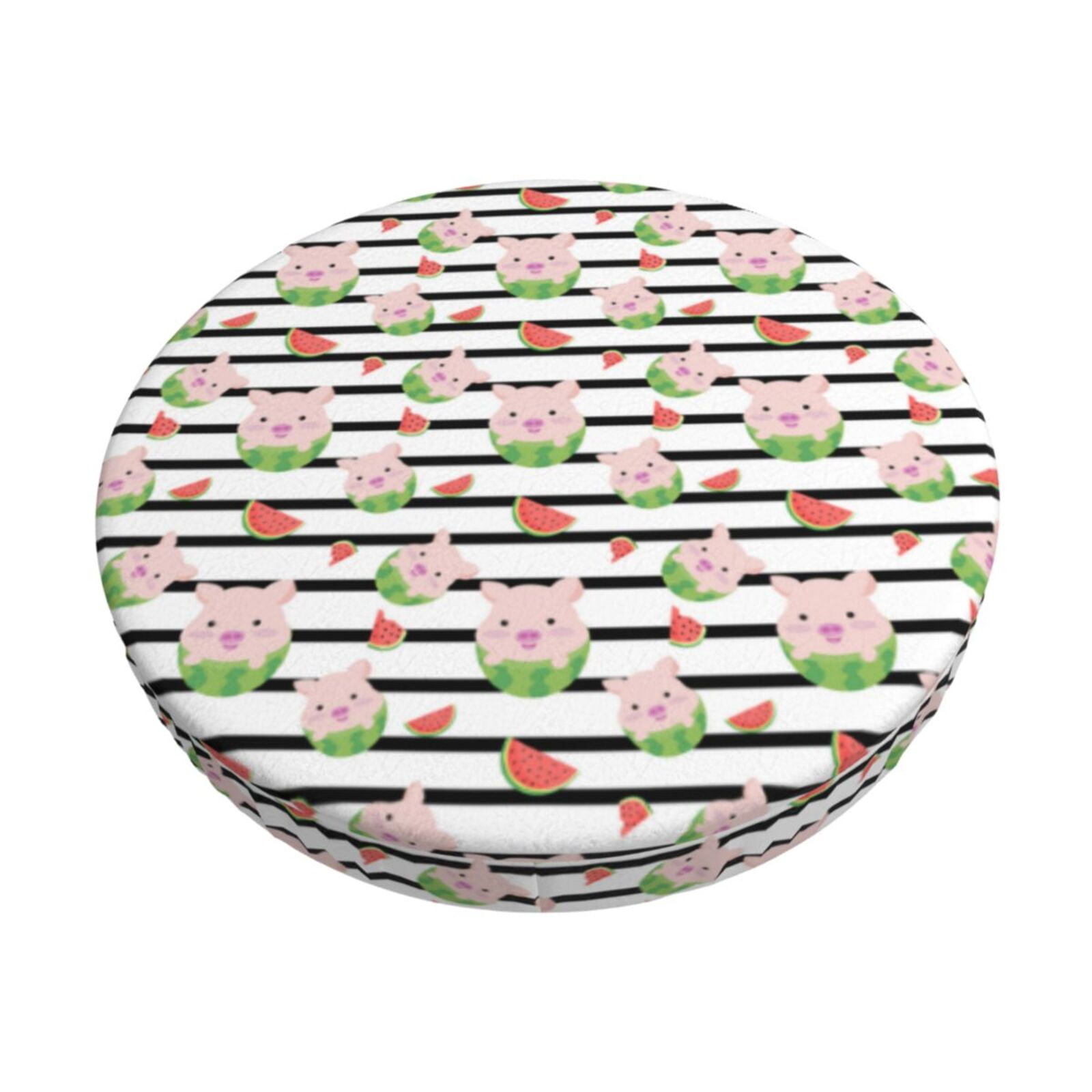 Cauagu Pig And Watermelon Print Round Stool Covers,Seat Cushion for
