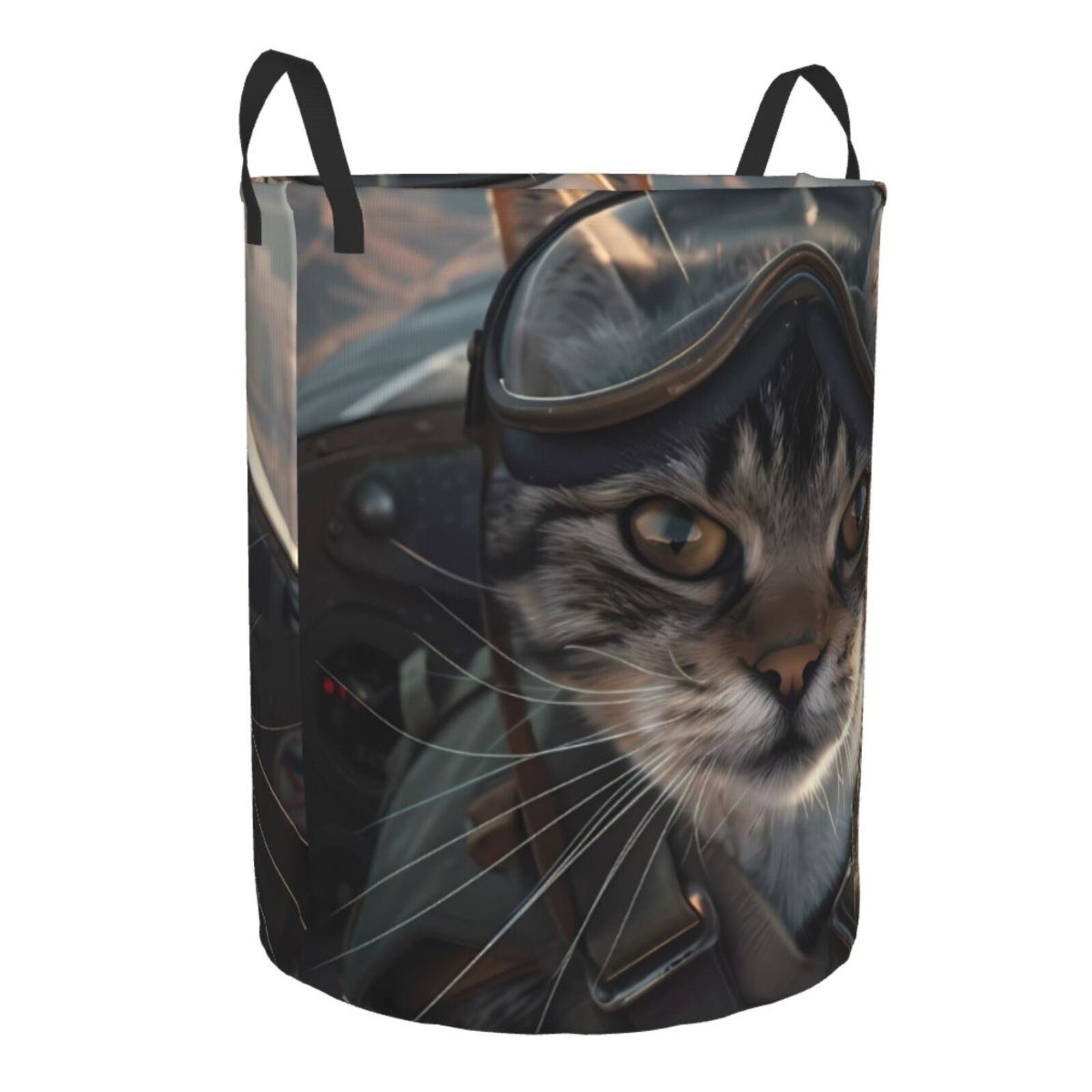 Cauagu Pilot Cat In Vintage Plane for Laundry Basket,Collapsible