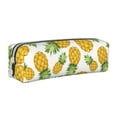 Cauagu Pineapple Print Leather Pencil Pen Case Stationery Bag