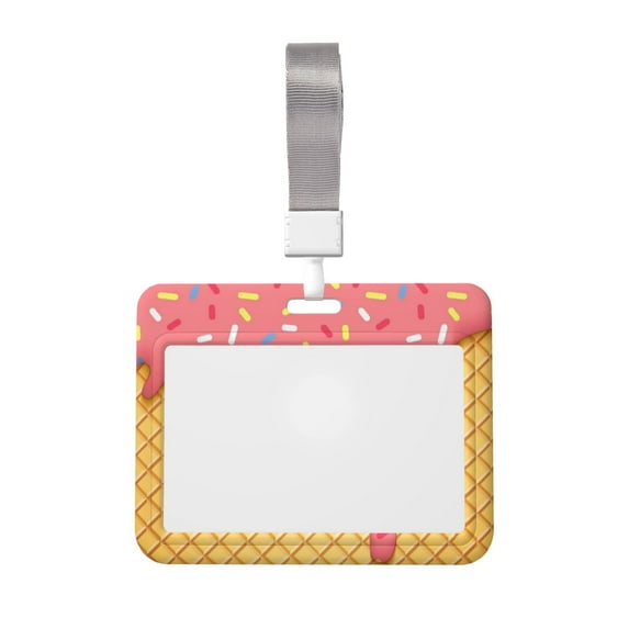 Cauagu Pink Ice Cream for ID Badge Holder,Badge Holder with Windows Key Card Work Badge Sleeve for Office/ Factory/ID Credit Cards/Proximity Key Cards
