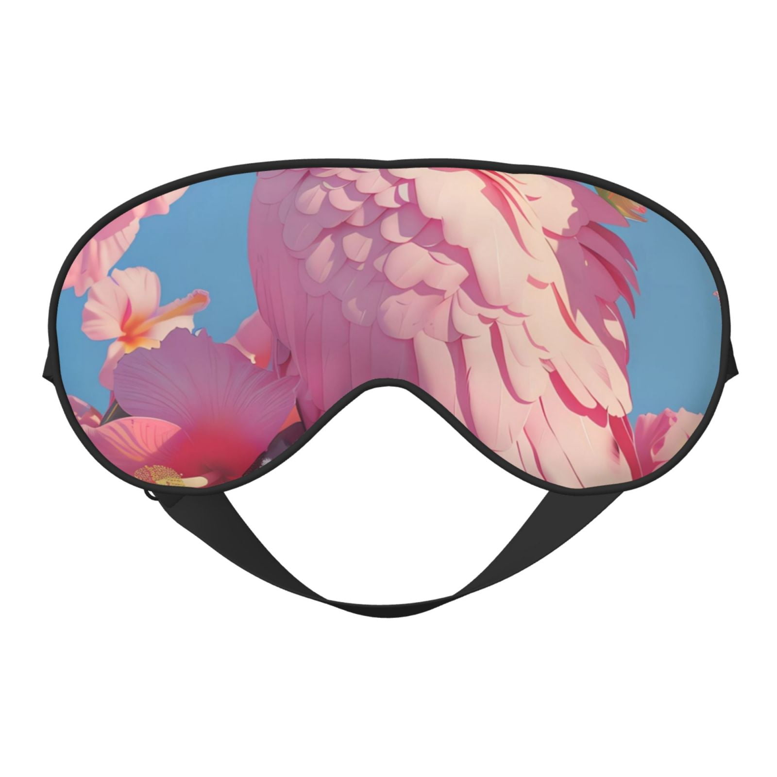 Cauagu Pink Parrot Tropical Blossoms Print Sleep Eye Mask, Blindfold