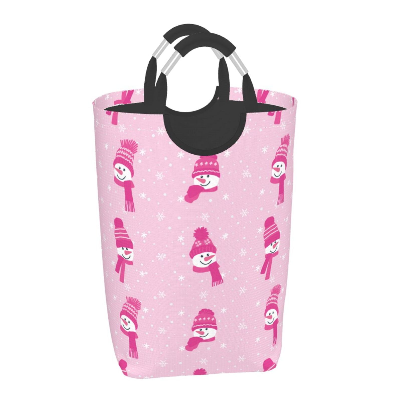 Cauagu Pink Scarf Snowman Print Hamper Basket Bin,Extra Large Dirty