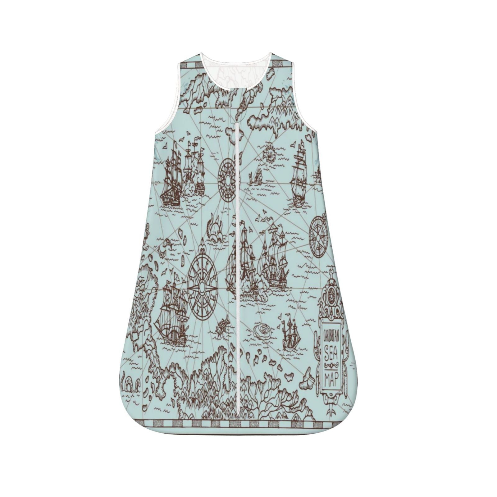 Cauagu Pirate Adventure Map for Infant Wearable Blanket,Unisex, Girl