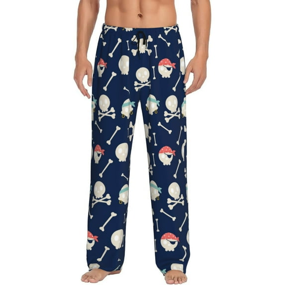 Cauagu Pirate Skulls 1 Mens Pajama Pants Sleep & Lounge Pants,PJ Bottoms with Pockets-Small