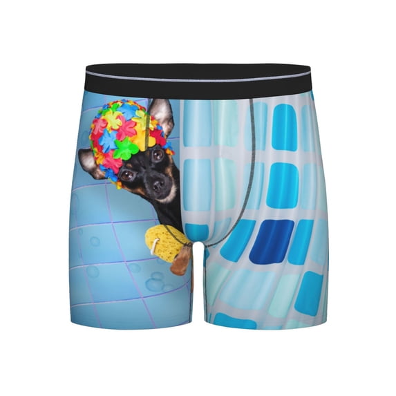 Cauagu Prague Ratter Dog in Bathtub Print Men's Boxer Briefs, Funny & Cute Underwear Elastic Waistband Briefs Ideal Gift for Men,1-Pack