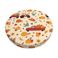 thumbnail image 1 of Cauagu Pumpkins On Red Car And Tractor Print Round Stool Covers,Seat Cushion for Round Bar Stool Chair Seat Cover for Bar Round Chair Fits for 12/13/14in Bar Stool Cushion, 1 of 1