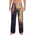 thumbnail image 1 of Cauagu Purple Flower Lazy Cat Mens Pajama Pants Sleep & Lounge Pants,PJ Bottoms with Pockets-Small, 1 of 7