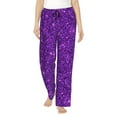 Cauagu Purple Glitter Pajama Pants for Women Loose Fit Wide Leg Trouser