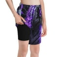 thumbnail image 1 of Cauagu Purple Plant White Tiger Print Swim Trunks for Men,Youth Boys Swim Shorts Compression Liner Beach Shorts Boys' Swimming Shorts 7-20 Years Bathing Suit-Large, 1 of 7