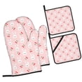thumbnail image 1 of Cauagu Rabbit And Cherry Print Oven Mitts and Pot Holders 4 pcs Set,Extra Thicken Long Kitchen Oven Glove Potholders BBQ Gloves-Oven Mitts and Pot Holders(11 Inch), 1 of 6