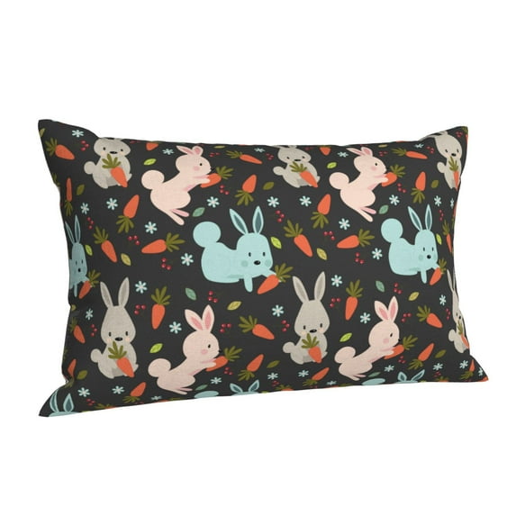 Cauagu Rabbit Is Eating Carrots Print Pillow Covers with Envelope Closure,1PC Pillow Cases Decorative Pillow Case for Bed & Couch, Pillows Not Included-14"x20"