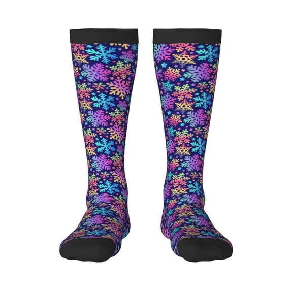 Cauagu Rainbow Snowflakes Print Women's Men's Ankle Socks 1-pack Casual Athletic Socks for Unisex Adult Moisture-Wicking Socks for Daily Wear/Running/Sport
