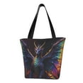 Cauagu Rainbow Wings Majestic Dragon Print Canvas Aesthetic Tote Bag
