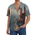 thumbnail image 1 of Cauagu Red Dragon Mountain Sunrise Men's Short Sleeve Button Down Hawaiian Shirt for Men Bowling Shirts Casual Summer Beach Shirt,Large, 1 of 6