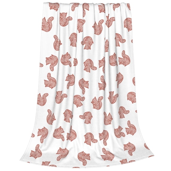Cauagu Red Fox Pattern Flannel Bed Blankets,Fleece Blanket Comfortable Air Conditioning Blanket for Sofa Bed Travel Couch & Living Room -60"x50"