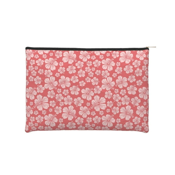 Cauagu Red Hibiscus Flower for Tyvek Makeup Bag,Reusable Travel Cosmetic Bag Women Organizer Toiletry Bag Birthday,Gifts for Women Girlfriend Mom Teacher 6.5’’*8.9’’