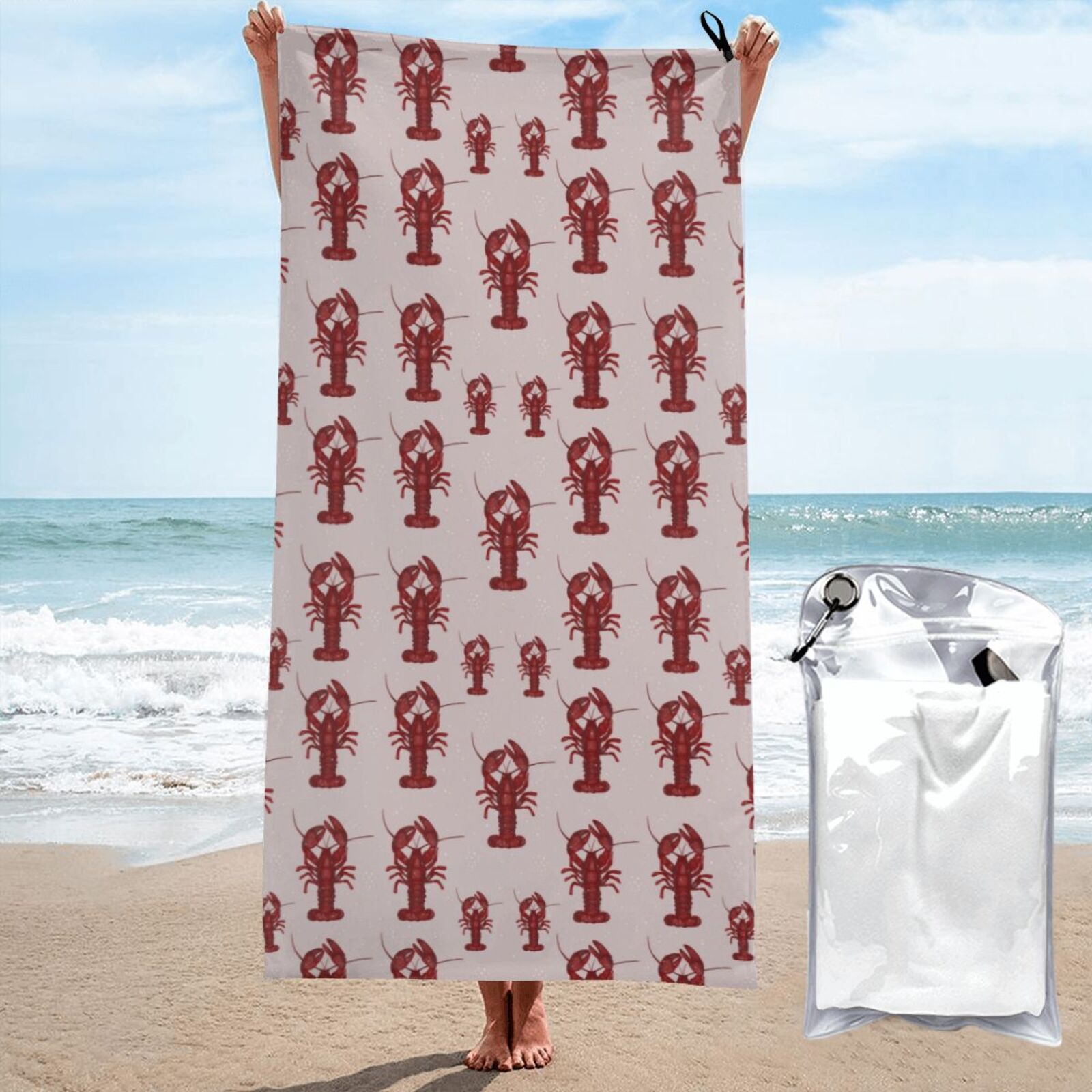 Cauagu Red Lobster With Claws Print Extra Large Bath Towels 1 Pack