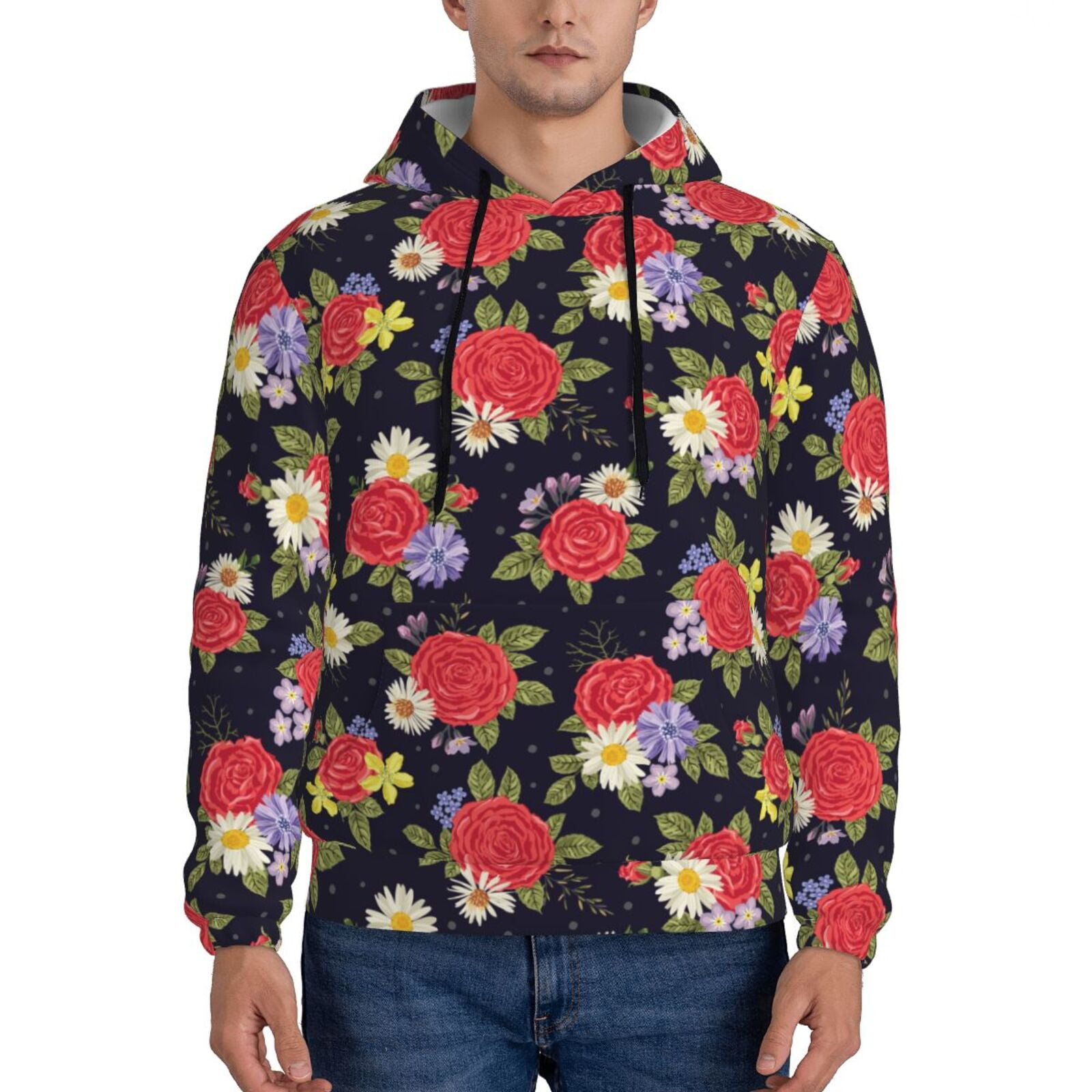 Floral Rose Print Men's Sweatshirt