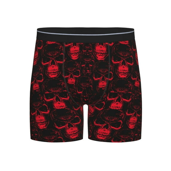 Cauagu Red Skulls 2 Print Men's Boxer Briefs, Funny & Cute Underwear Elastic Waistband Briefs Ideal Gift for Men,1-Pack