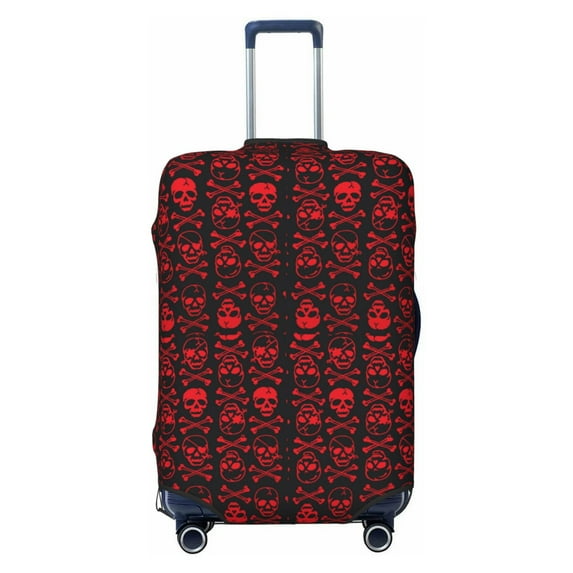 Cauagu Red Skulls With Crossbones Print Travel Luggage Cover,Travel Dust-proof Suitcase Cover Softside Suitcase Protector for 18-32inch,Not Included Suitcase